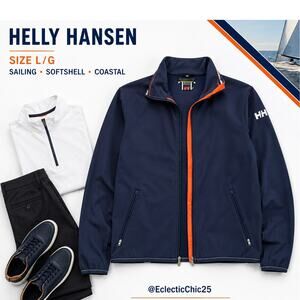 Helly Hansen Women’s Large Navy Softshell Sailing Jacket Orange Trim